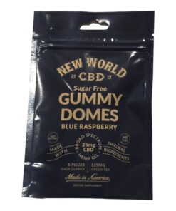 NEW WORLD CBD GUMMY DOMES 125MG BLUE RASPBERRY 5CT PACK