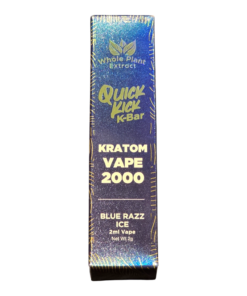WHOLE PLANT KRATOM VAPE 2G QUICK KICK BAR BLUE RAZZ ICE