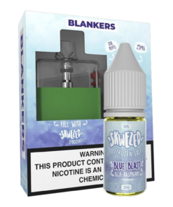 BLANKERS FILLABLE VAPE WITH EXTERNAL E JUICE BOTTLE BLUE BLAST