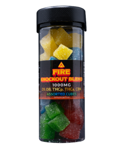 FIRE KNOCKOUT BLEND D8 D9 THCp THCa, CBN GUMMY 40CT 1000MG ASSORTED CUBES