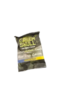 DELTA GUMMY GREEN SKULL 500MG SATIVA BLUE RAZZ LEMON