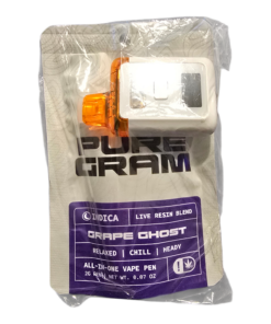 PURE GRAM DISPOSABLE 2GRAM BUY 1 GET 1 FREE SAMPLE OF SAME TOTAL 4GRAM INDICA GRAPE GHOST