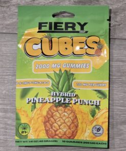 FIERY CUBES 2000MG GUMMY 10CT HYBRID PINEAPPLE PUNCH