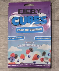 FIERY CUBES 2000MG GUMMY 10CT INDICA CLOUDBERRY