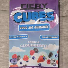 FIERY CUBES 2000MG GUMMY 10CT INDICA CLOUDBERRY