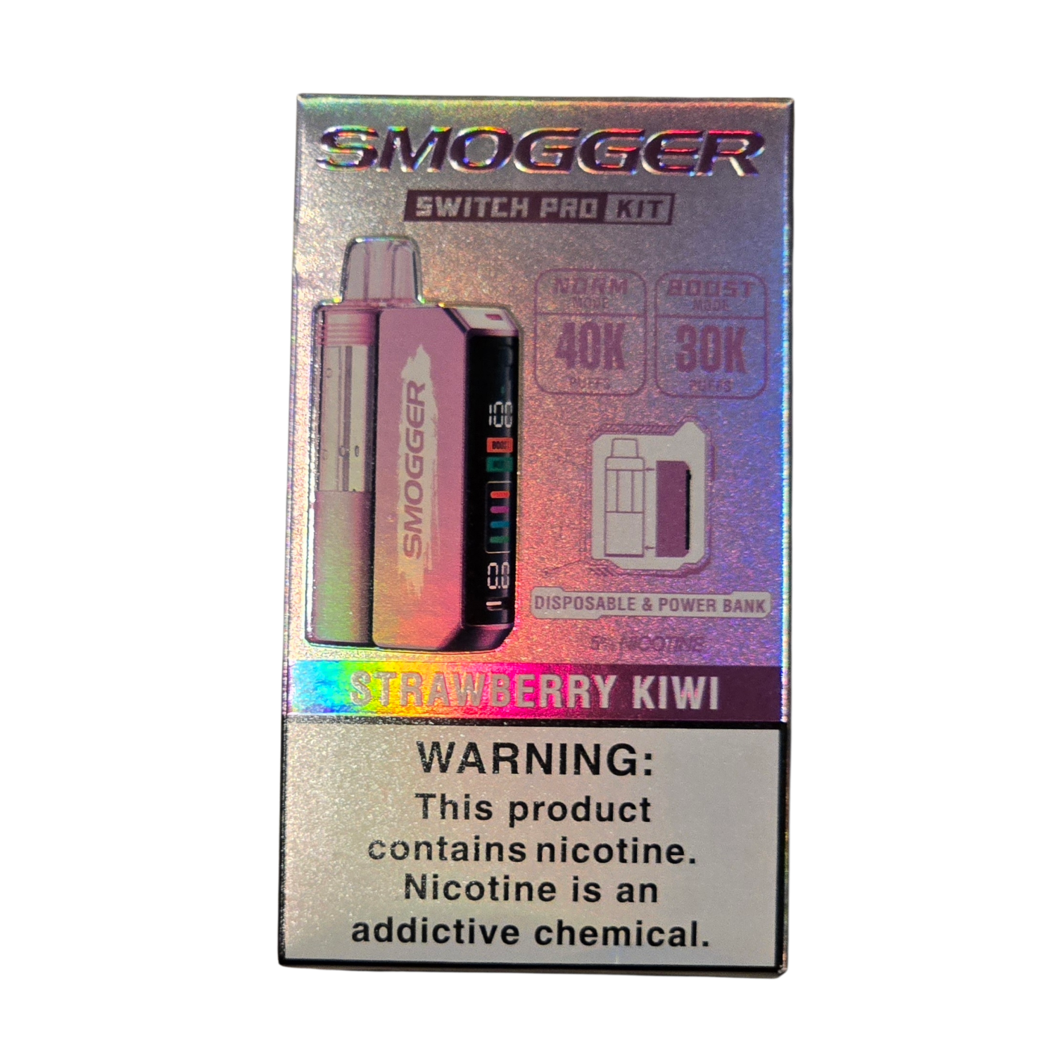 SMOGGER SWITCH PRO KIT VAPE BATTERY AND FLAVOR STRAWBERRY KIWI 40000 PUFF