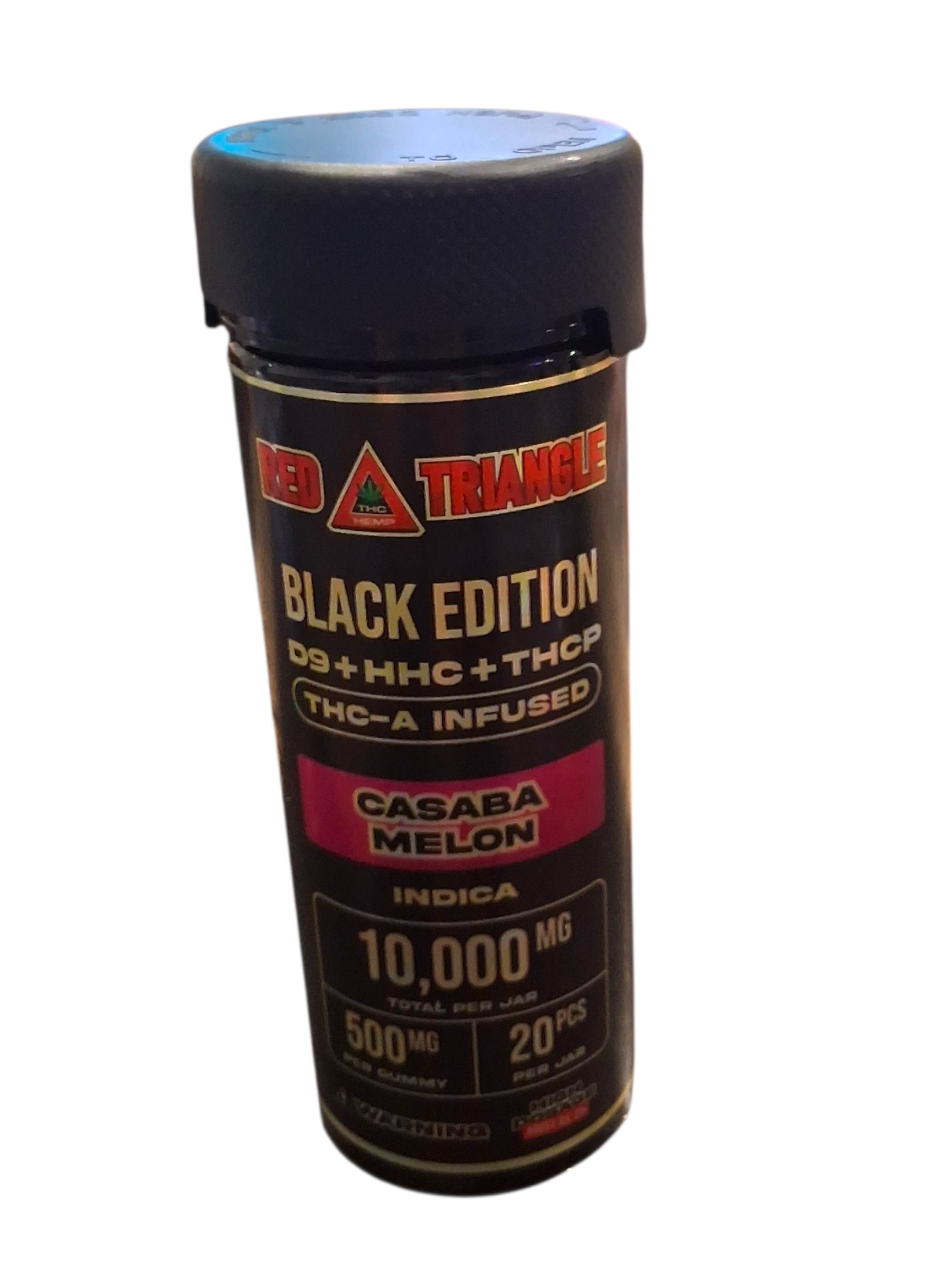 RED TRIANGLE GUMMIES 10,000MG JAR 20PCS INDICA CASBA MELON
