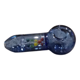 GLASS TOBACCO PIPE ROTATING DNA INSIDE 4"