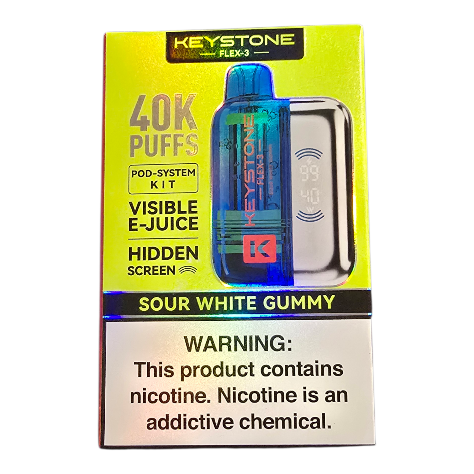 KEYSTONE FLEX 3 DISPOSABLE 40K SOUR WHITE GUMMY