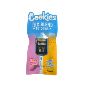 COOKIES 2G DUAL DISPOSABLE 2GRAM THC BLEND INDICA / SATIVA TRIPPLE SCOOP/ APPLE AND BANANAS