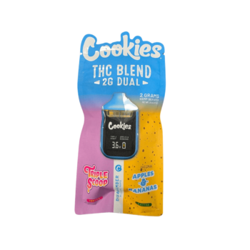 COOKIES 2G DUAL DISPOSABLE 2GRAM THC BLEND INDICA / SATIVA TRIPPLE SCOOP/ APPLE AND BANANAS