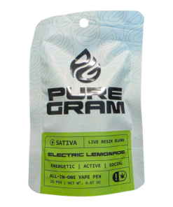 PURE GRAM LIVE RESIN BLEND DISPOSABLE 2GRAM SATIVA ELECTRIC LEMONADE