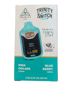TRINITY SWITCH 2GRAM LIVE LIQUID DIAMOND DISPOSABLE DUAL FLAVOR HYBRID PINA COLADA / INDICA BLUE BERRY