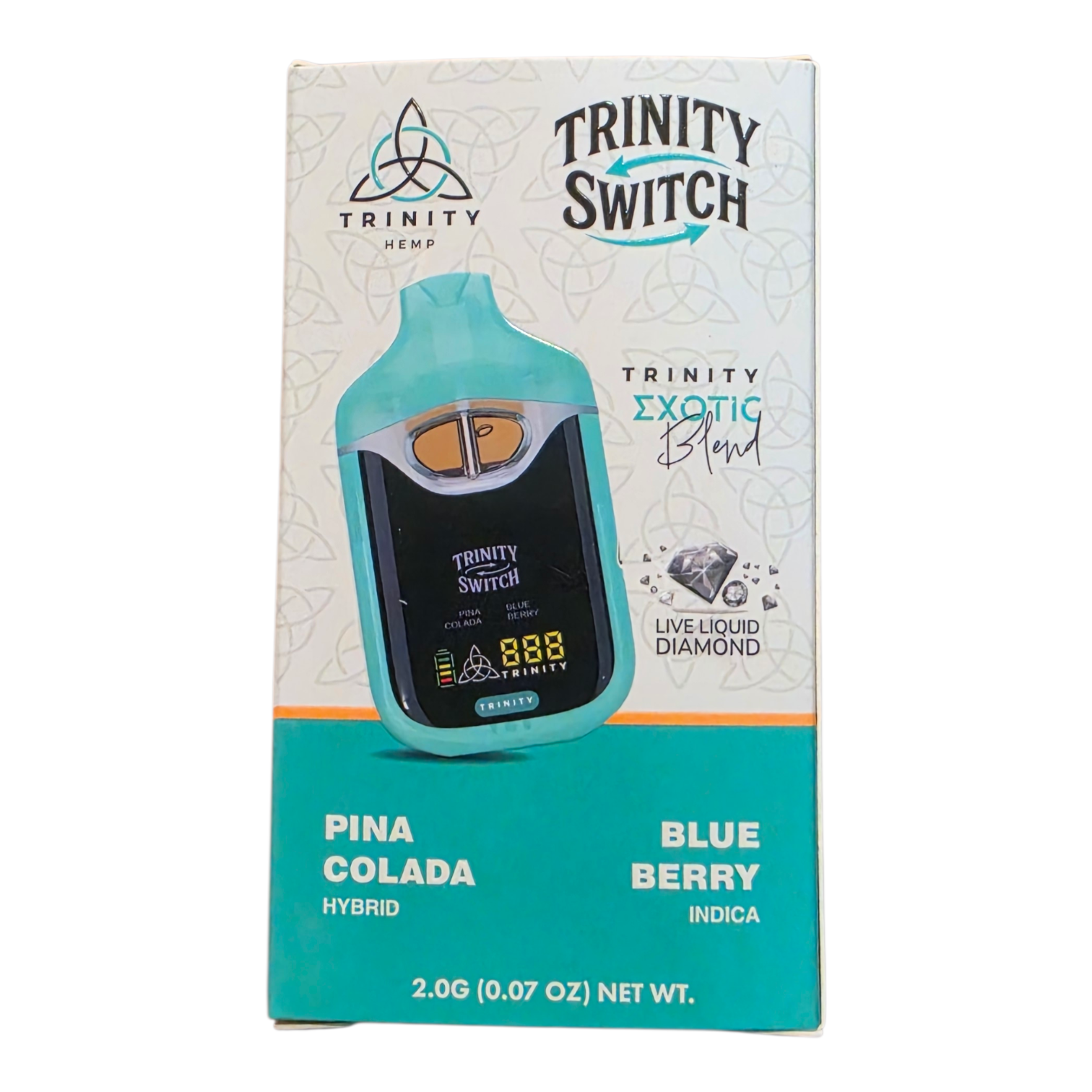 TRINITY SWITCH 2GRAM LIVE LIQUID DIAMOND DISPOSABLE DUAL FLAVOR HYBRID PINA COLADA / INDICA BLUE BERRY