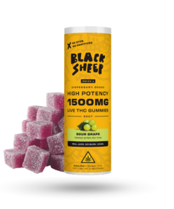 BLACK SHEEP LIVE THC GUMMIES 1,500MG JAR 30PCS INDICA SOUR GRAPE