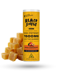 BLACK SHEEP LIVE THC GUMMIES 1,500MG JAR 30PCS SATIVA MANGO PASSIONFRUIT