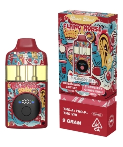 FLYING HORSE 9GRAM STONER BLEND DISPOSABLE DUAL TANK 2 FLAVORS  WATERMELON ZKITTLE HAZE SAT. / STRAWBERRY GELATO KUSH IND.