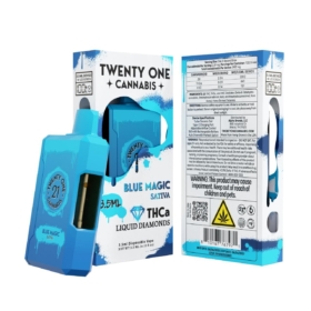 TWENTY ONE CANNABIS DISPOSABLE 3.5GRAM THCA LIQUID DIAMONDS SATIVA BLUE MAGIC