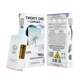 TWENTY ONE CANNABIS DISPOSABLE 3.5GRAM THCA LIQUID DIAMONDS INDICA RAINBOW RUNTZ