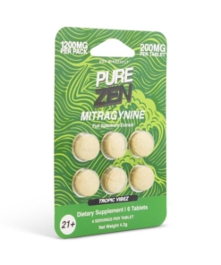 PURE ZEN  MITRAGYNINE KRATOM PILLS 200MG/TAB 1200MG PER PACK TROPIC VIBES