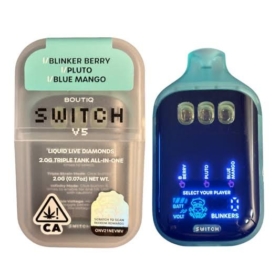 BOUTIQ SWITCH 2GRAM LIQUID LIVE DIAMOND DISPOSABLE TRIPPLE TANK 3 FLAVORS  I/BLINKER BERRY I/PLUTO I/BLUE MANGO
