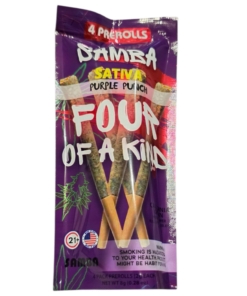 SAMBA PRE ROLL 4CT 2G EACH / TOTAL 8 GRAM FOUR OF A KIND SATIVA PURPLE KUSH