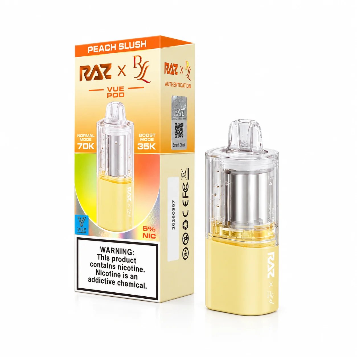 RAZ VUE *NEW 70000 REFILL POD PEACH SLUSH