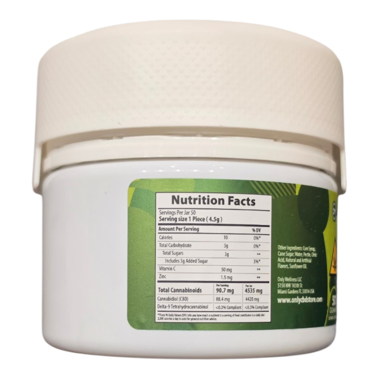 ONLY CBD IMMUNITY GUMMIES 100MG PER GUMMY 5000MG PACK 50CT GREEN APPLE - Image 2
