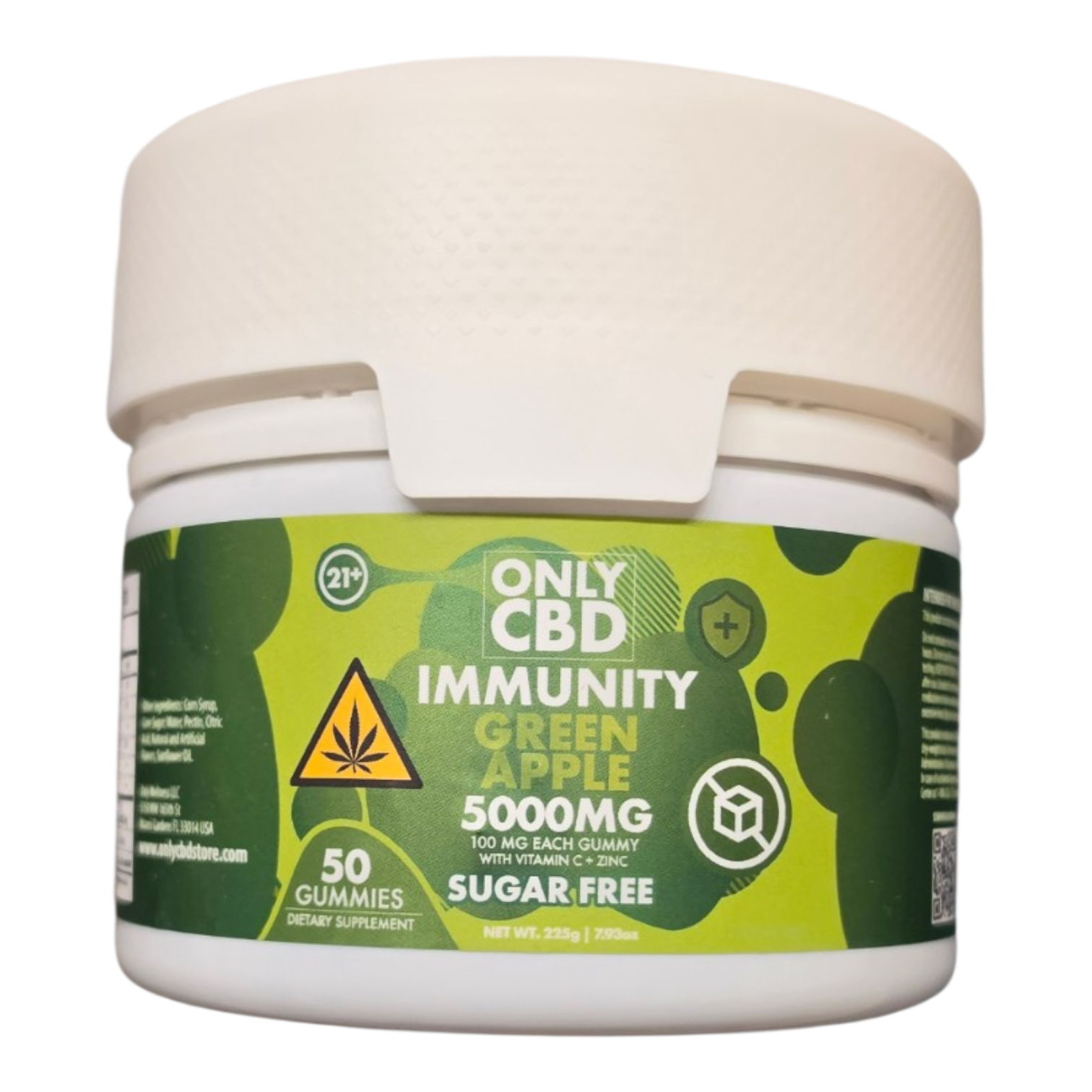 ONLY CBD IMMUNITY GUMMIES 100MG PER GUMMY 5000MG PACK 50CT GREEN APPLE
