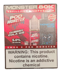 MONSTER 80K DISPOSABLE WITH EXTRA REFILL EJUICE BOTTLE CHERRY COLA ICE