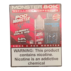 MONSTER 80K DISPOSABLE WITH EXTRA REFILL EJUICE BOTTLE CHERRY COLA ICE