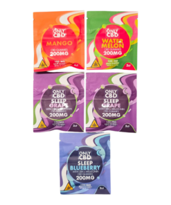 ONLY CBD 2CT X 5 PACKS. 200MG PER PACK. 10 GUMMIES TOTAL ASSORTED